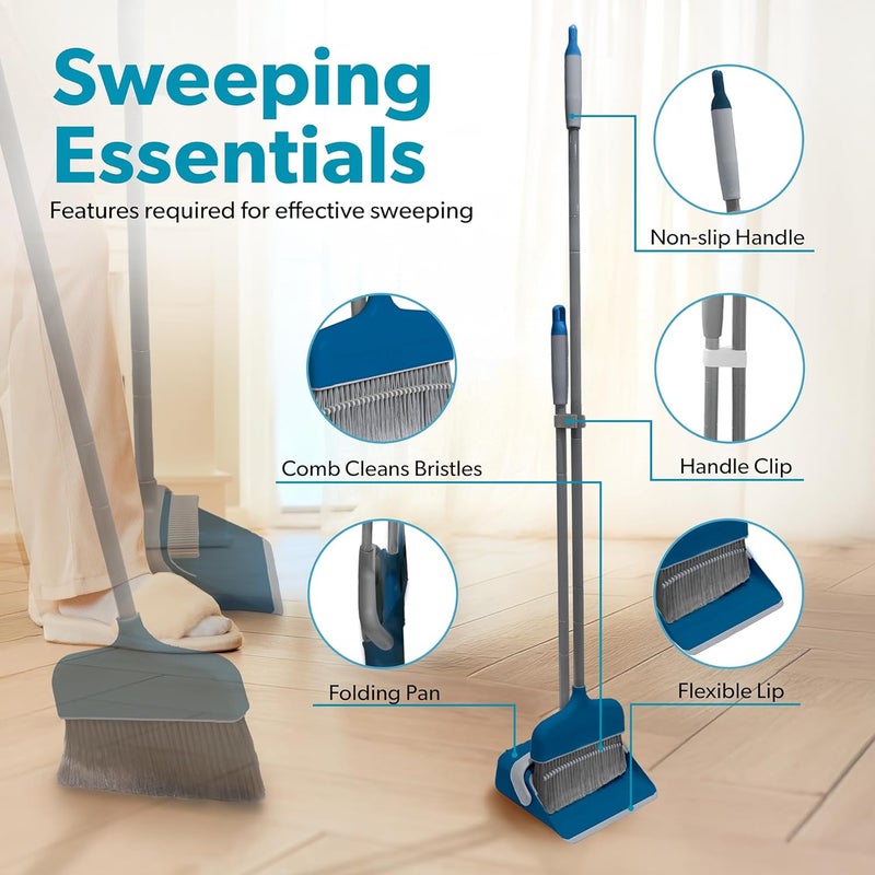 BLACK+DECKER Butler Broom & Dustpan Set - Stand-Up Design - Lightweight, Space-Saving Combo for Kitchen, Living Room, Bathroom, Lobby Floors - Home Cleaning Essential, Ocean Blue - Image 5